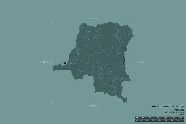 Området Demokratiska Republiken Kongo Isolerat Solid Bakgrund Georefererad Avgränsningsbox Huvudsaklig — Stockfoto