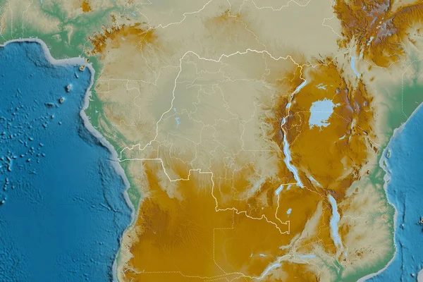 Uitgebreid Gebied Van Democratische Republiek Congo Met Landgrenzen Internationale Regionale — Stockfoto