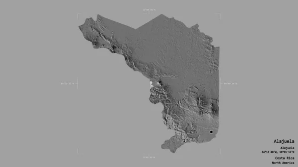 Oblast Alajuela Provincie Kostarika Izolované Pevném Pozadí Georeferencované Hraniční Oblasti — Stock fotografie