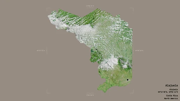 Alue Alajuela Maakunta Costa Rica Eristetty Vankka Tausta Georeferenced Rajaava — kuvapankkivalokuva