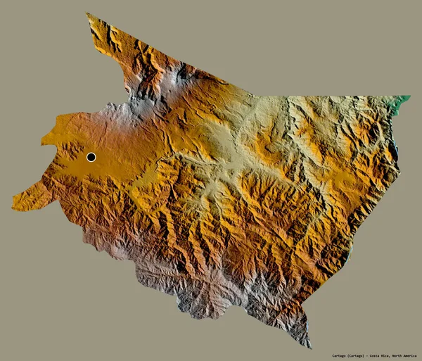 Alakja Cartago Tartomány Costa Rica Főváros Elszigetelt Szilárd Színű Háttér — Stock Fotó