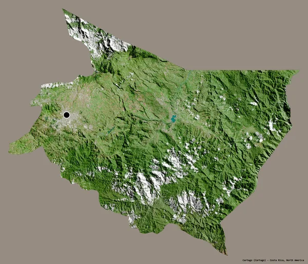 Shape Cartago Province Costa Rica Its Capital Isolated Solid Color — Stock Photo, Image