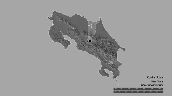 Forma Desnaturalizada Costa Rica Con Capital División Regional Principal Área — Foto de Stock