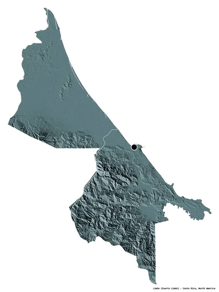 Vorm Van Limon Provincie Costa Rica Met Hoofdstad Geïsoleerd Witte — Stockfoto