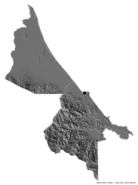 Shape Limon Provinz Von Costa Rica Mit Seiner Hauptstadt Isoliert — Stockfoto