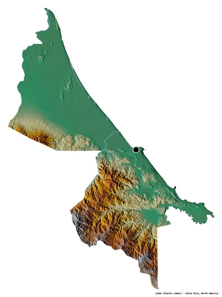 Forma Limon Província Costa Rica Com Sua Capital Isolada Fundo — Fotografia de Stock