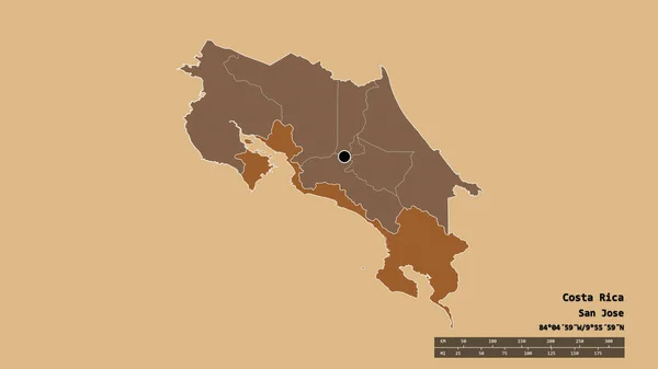 Bentuk Desaturasi Kosta Rika Dengan Ibukotanya Divisi Regional Utama Dan — Stok Foto