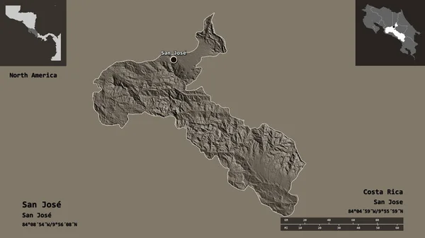 Форма Сан Хосе Провинция Коста Рика Столица Шкала Расстояний Предварительные — стоковое фото