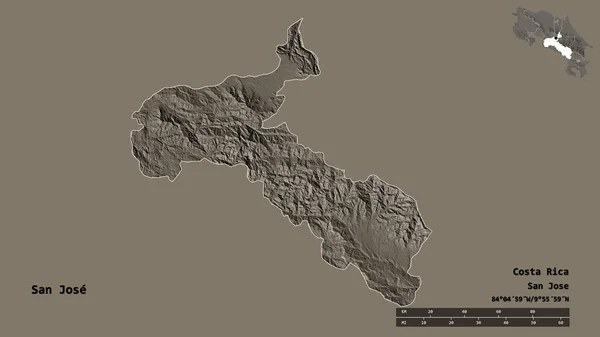Forme San José Province Costa Rica Avec Capitale Isolée Sur — Photo