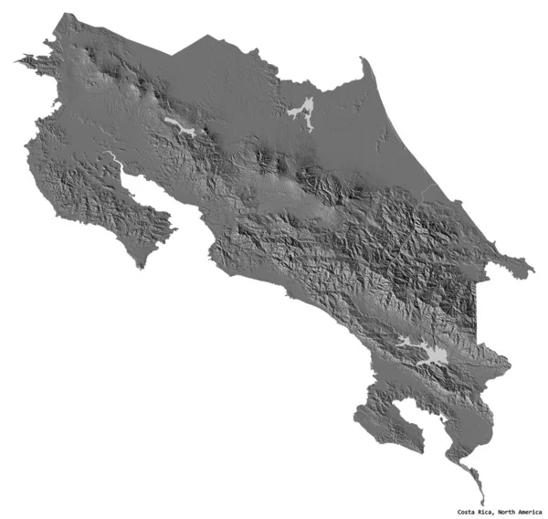 Kształt Kostaryki Jego Kapitału Izolowane Białym Tle Dwupoziomowa Mapa Wysokości — Zdjęcie stockowe