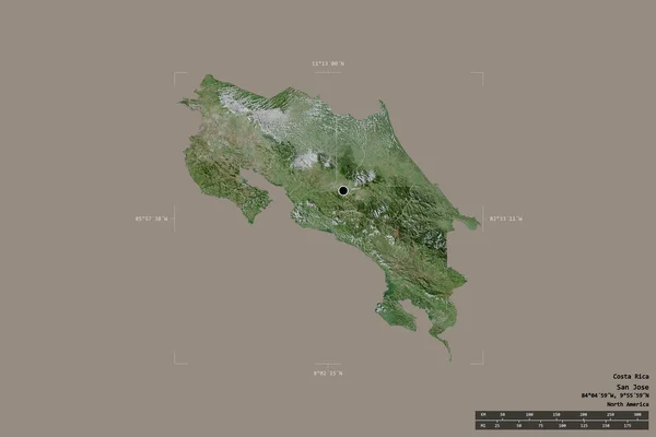 Oblast Kostariky Izolované Pevném Pozadí Georeferenced Bounding Box Hlavní Regionální — Stock fotografie