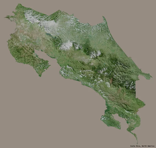Форма Коста Рики Столицею Ізольованою Суцільному Кольоровому Тлі Супутникові Знімки — стокове фото