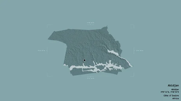 Área Abiyán Distrito Autónomo Costa Marfil Aislada Sobre Fondo Sólido — Foto de Stock