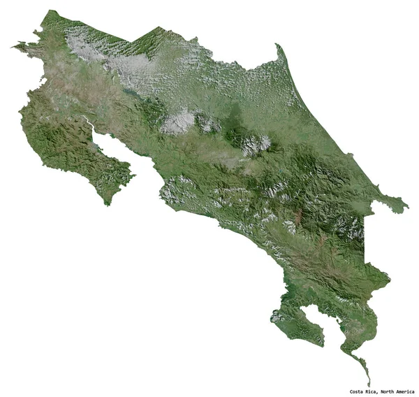 Σχήμα Της Κόστα Ρίκα Κεφάλαιό Της Απομονωμένο Λευκό Φόντο Δορυφορικές — Φωτογραφία Αρχείου