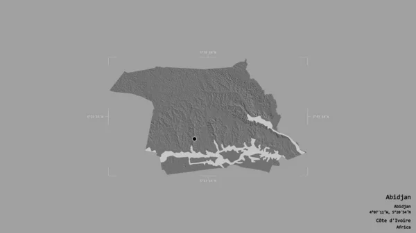 Περιοχή Abidjan Αυτόνομη Περιφέρεια Cote Ivoire Απομονωμένη Στέρεο Υπόβαθρο Γεωγραφικό — Φωτογραφία Αρχείου