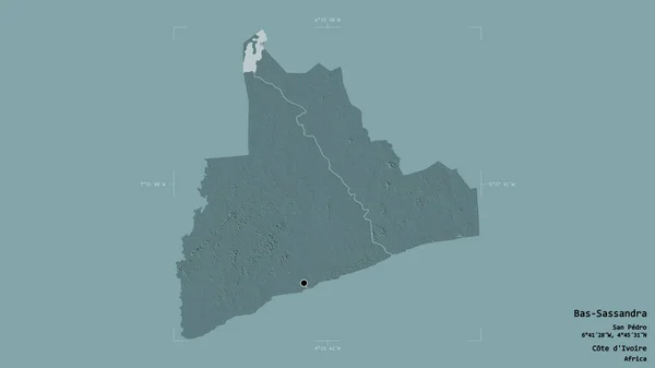 Oblast Bas Sassandra Okres Pobřeží Slonoviny Izolovaná Pevném Pozadí Georeferenční — Stock fotografie