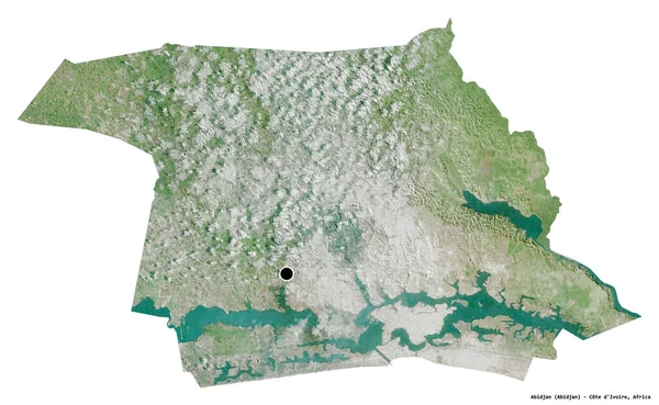 科特迪瓦自治区阿比让的形状 首都为白色背景 与世隔绝 卫星图像 3D渲染 — 图库照片
