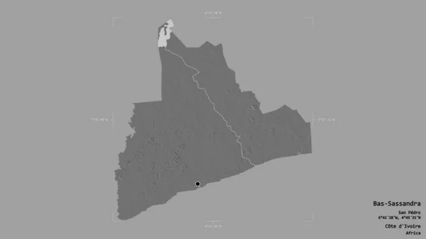Gebiet Von Bas Sassandra Bezirk Côte Ivoire Isoliert Auf Einem — Stockfoto