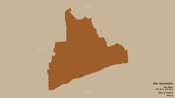 Zona Bas Sassandra Distrito Cote Ivoire Aislada Sobre Fondo Sólido —  Fotos de Stock