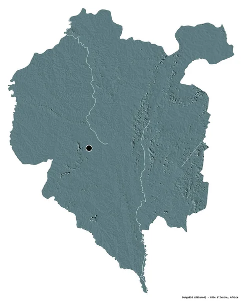 Σχήμα Denguele Περιφέρεια Cote Ivoire Την Πρωτεύουσά Του Απομονωμένη Λευκό — Φωτογραφία Αρχείου