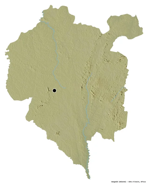 ディヴォワール地区のデンゲレの形で その首都は白い背景に隔離されています 地形図 3Dレンダリング — ストック写真