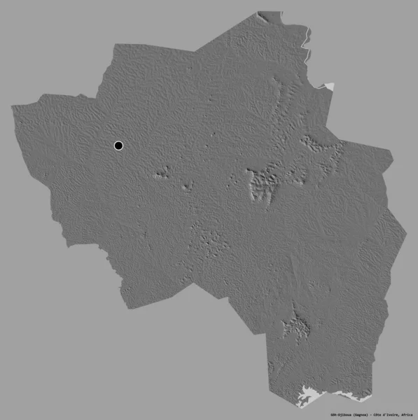 Form Goh Djiboua Distriktet Elfenbenskusten Med Dess Huvudstad Isolerad Solid — Stockfoto