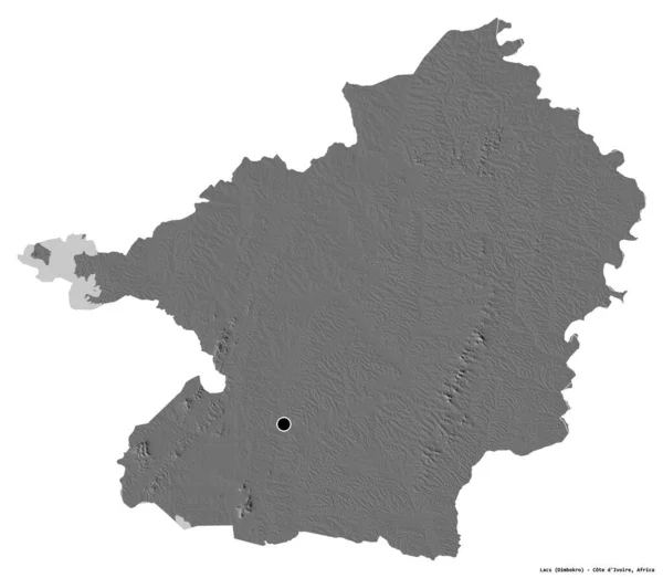 Vorm Van Lacs District Van Ivoorkust Met Hoofdstad Geïsoleerd Witte — Stockfoto