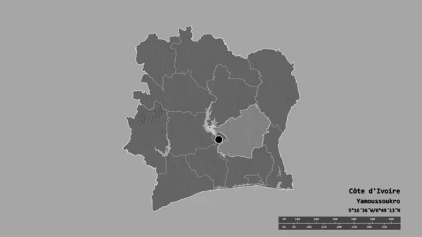 Forma Desnaturalizada Costa Marfil Con Capital División Regional Principal Zona — Foto de Stock