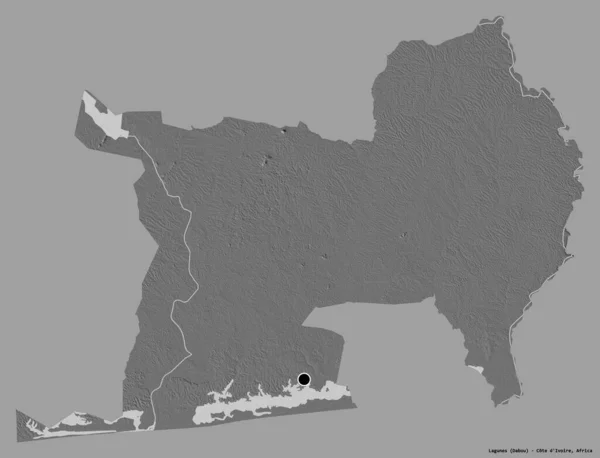 Form Lagunes Distriktet Elfenbenskusten Med Dess Huvudstad Isolerad Solid Färg — Stockfoto