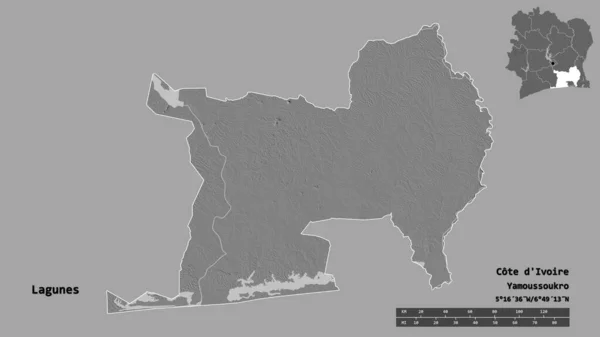 Form Lagunes Distriktet Elfenbenskusten Med Dess Huvudstad Isolerad Solid Bakgrund — Stockfoto