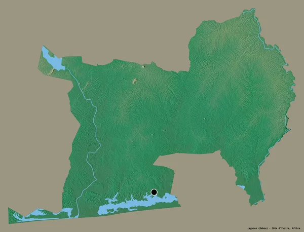 Form Von Lagunes Bezirk Von Côte Ivoire Mit Seiner Hauptstadt — Stockfoto