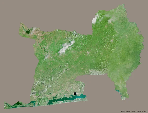 科泰地区拉古奈斯的形状 其首都用纯色背景隔开 卫星图像 3D渲染 — 图库照片