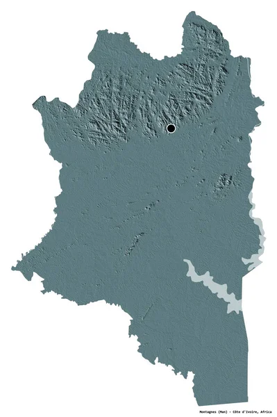 Montagnes Şekli Cote Ivoire Ilçesi Başkenti Beyaz Arka Planda Izole — Stok fotoğraf