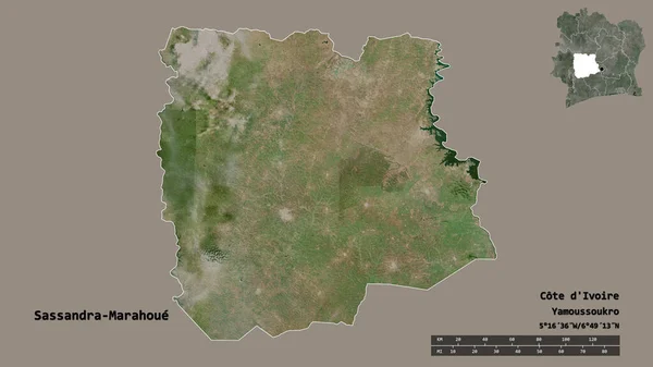 Vorm Van Sassandra Marahoue District Van Ivoorkust Met Hoofdstad Geïsoleerd — Stockfoto