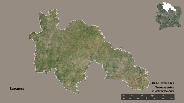 Vorm Van Savanes District Van Ivoorkust Met Hoofdstad Geïsoleerd Een — Stockfoto