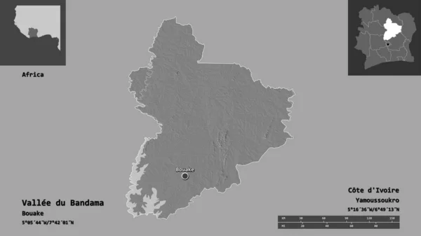 Форма Валле Бандама Район Кот Івуар Його Столиця Масштаб Відстаней — стокове фото