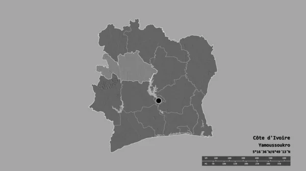 Forma Desnaturalizada Costa Marfil Con Capital División Regional Principal Zona — Foto de Stock