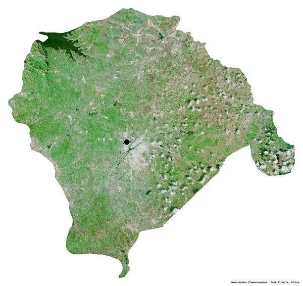 Cote d 'Ivoire' nin özerk bölgesi Yamoussoukro 'nun beyaz arka planda bulunan başkenti. Uydu görüntüleri. 3B görüntüleme