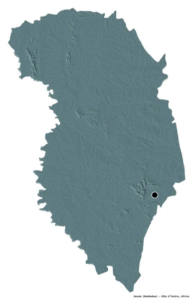 Form Zanzan Distriktet Elfenbenskusten Med Dess Huvudstad Isolerad Vit Bakgrund — Stockfoto