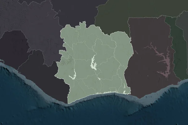 Vorm Van Ivoorkust Gescheiden Door Desaturatie Van Naburige Gebieden Grenzen — Stockfoto
