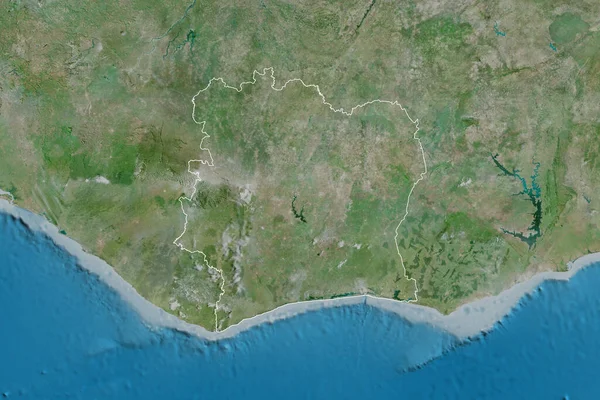 Rozszerzony Obszar Zarysowanego Wybrzeża Kości Słoniowej Zdjęcia Satelitarne Renderowanie — Zdjęcie stockowe