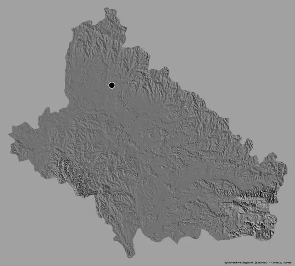 Forma Bjelovarska Bilogorska Provincia Croacia Con Capital Aislada Sobre Fondo — Foto de Stock