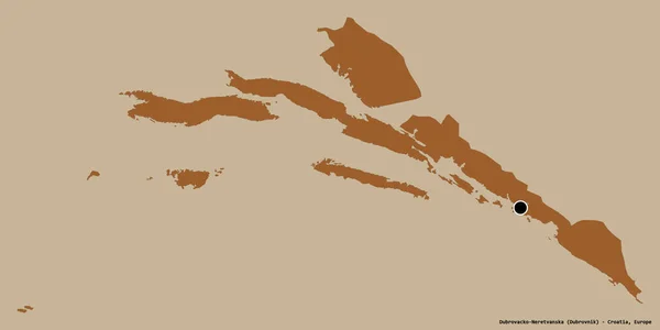 Форма Дубровацко Неретванской Области Хорватии Столицей Изолированной Сплошном Цветном Фоне — стоковое фото
