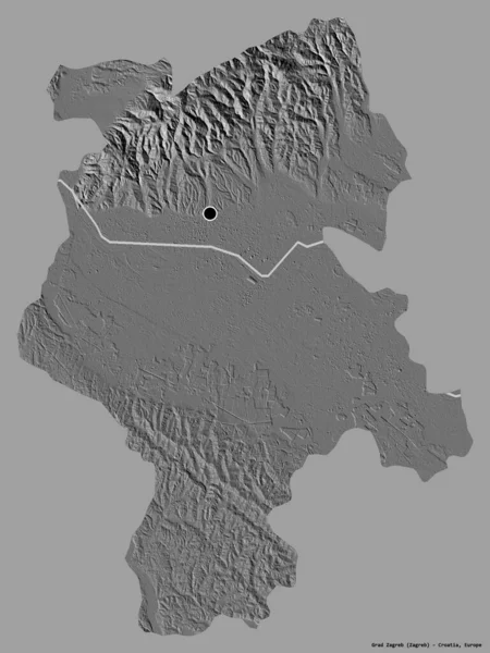 克罗地亚城市萨格勒布格拉德的形状 其首都用纯色背景隔开 Bilevel高程图 3D渲染 — 图库照片
