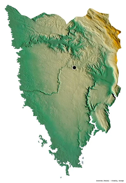 Форма Істарська Округ Хорватія Столицею Ізольованою Білому Тлі Карта Рельєфу — стокове фото