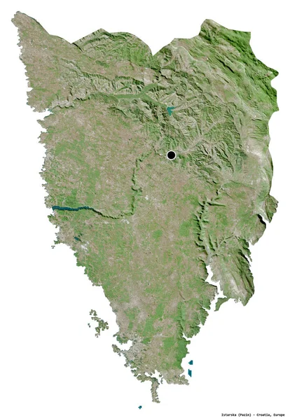 Shape Istarska County Croatia Its Capital Isolated White Background Satellite — Stock Photo, Image