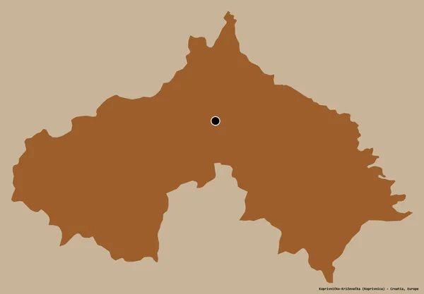 科普里夫尼科 克里泽瓦卡的形状 克罗地亚县 其首府孤立在一个坚实的色彩背景 图形纹理的组成 3D渲染 — 图库照片