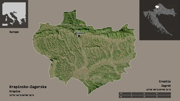 Форма Крапинського Загорського Графства Хорватія Столиці Масштаб Відстаней Превью Етикетки — стокове фото