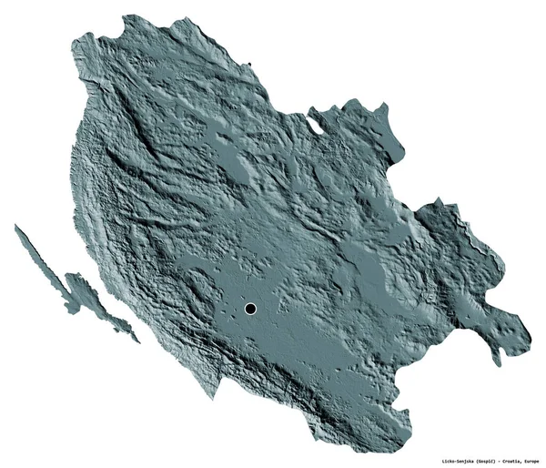 Forma Licko Senjska Provincia Croacia Con Capital Aislada Sobre Fondo — Foto de Stock
