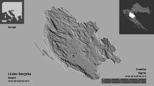 Forma Licko Senjska Condado Croacia Capital Escala Distancia Vistas Previas — Foto de Stock